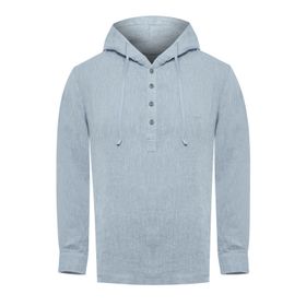 Polera Lino Orgánico Para Hombre Linen Azul Rockford