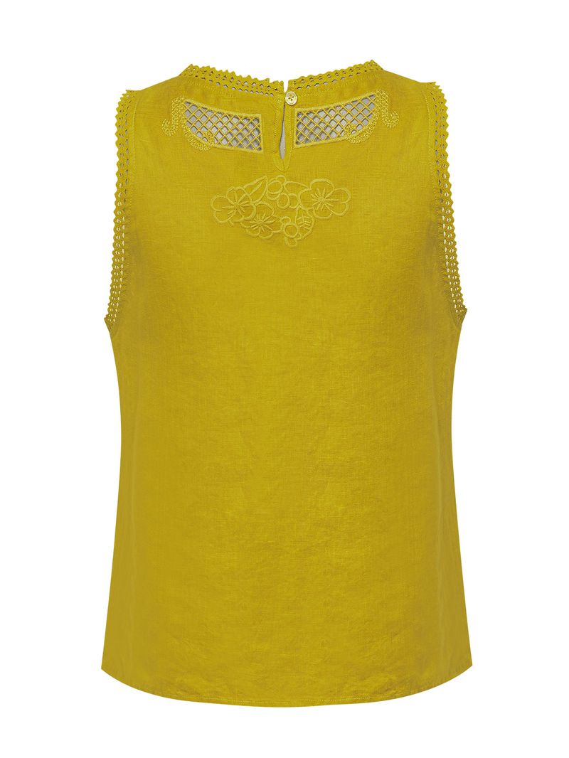 Blusa-Sin-Mangas-Lino-Organico-Para-Mujer-Cleep-Amarillo-Rockford