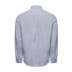 Camisa Manga Larga Lino Orgánico Para Hombre Linentex Azul Rockford