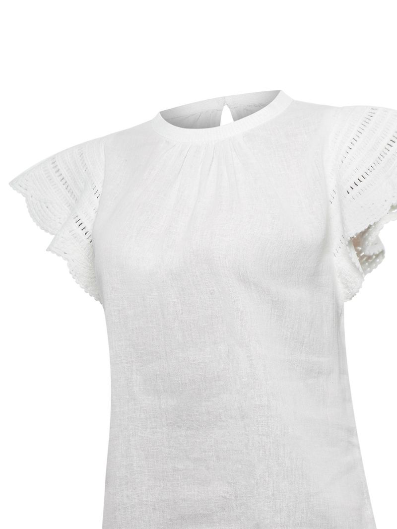 Blusa-Manga-Corta-Algodon-Organico-Para-Mujer-Filka-Blanco-Rockford