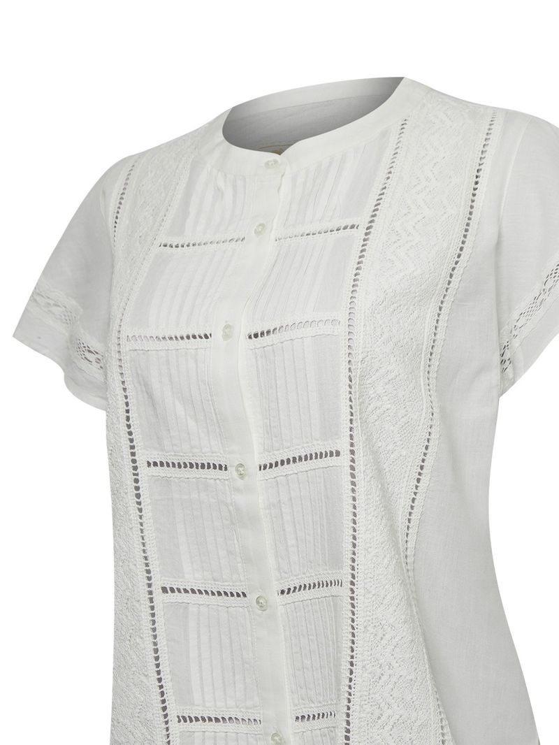 Blusa-Manga-Corta-Lino-Organico-Para-Mujer-Sulta-Blanco-Rockford