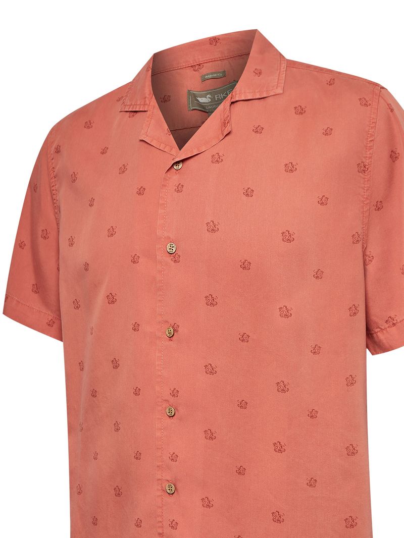 Camisa-Manga-Corta-Tencel-Para-Hombre-Tencelprint-Rojo-Rockford