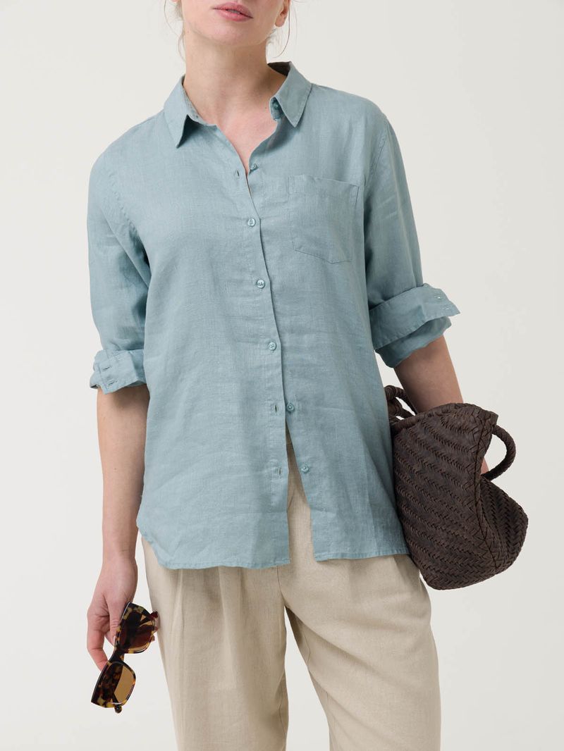 Blusa-Manga-Larga-Lino-Organico-Para-Mujer-Lirio-Celeste-Rockford