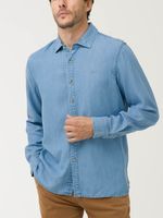 Camisa-Manga-Corta-Tencel-Para-Hombre-Tencel-Azul-Rockford
