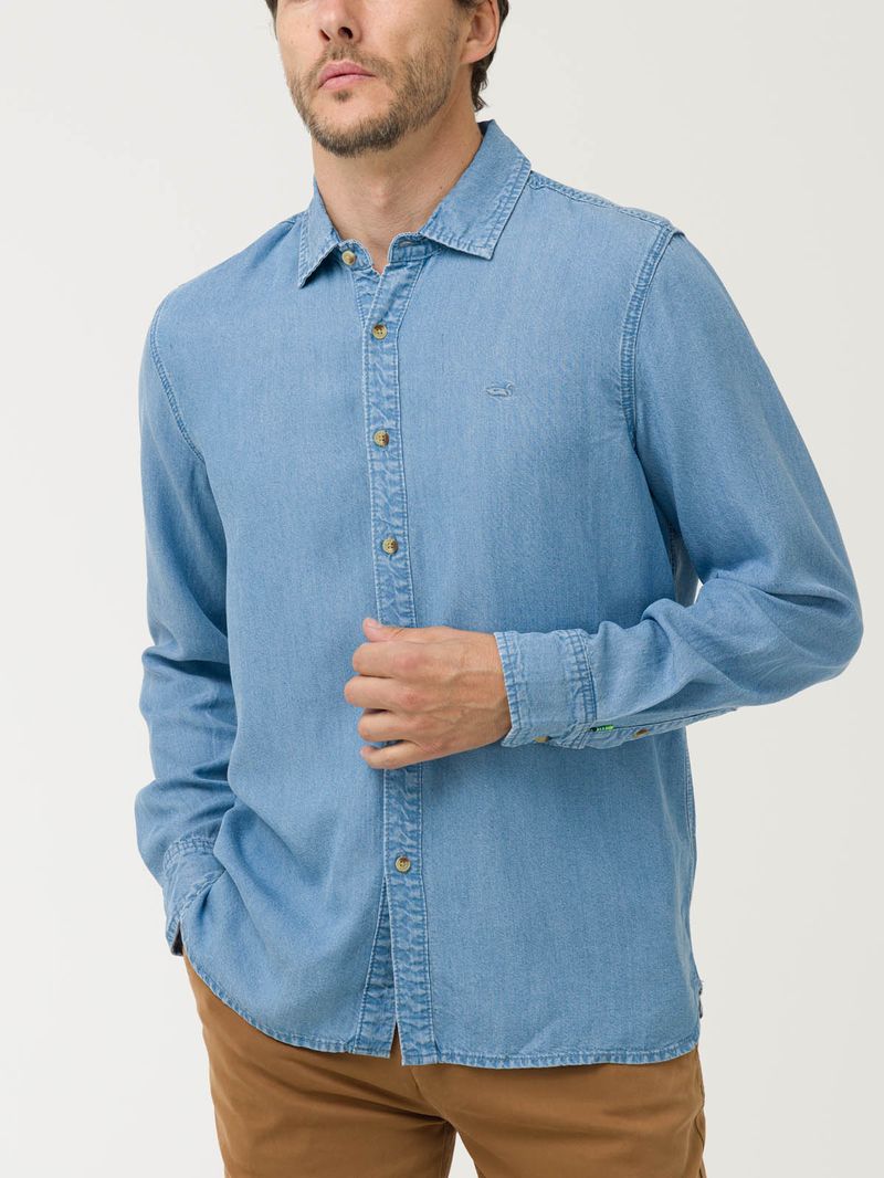 Camisa-Manga-Corta-Tencel-Para-Hombre-Tencel-Azul-Rockford