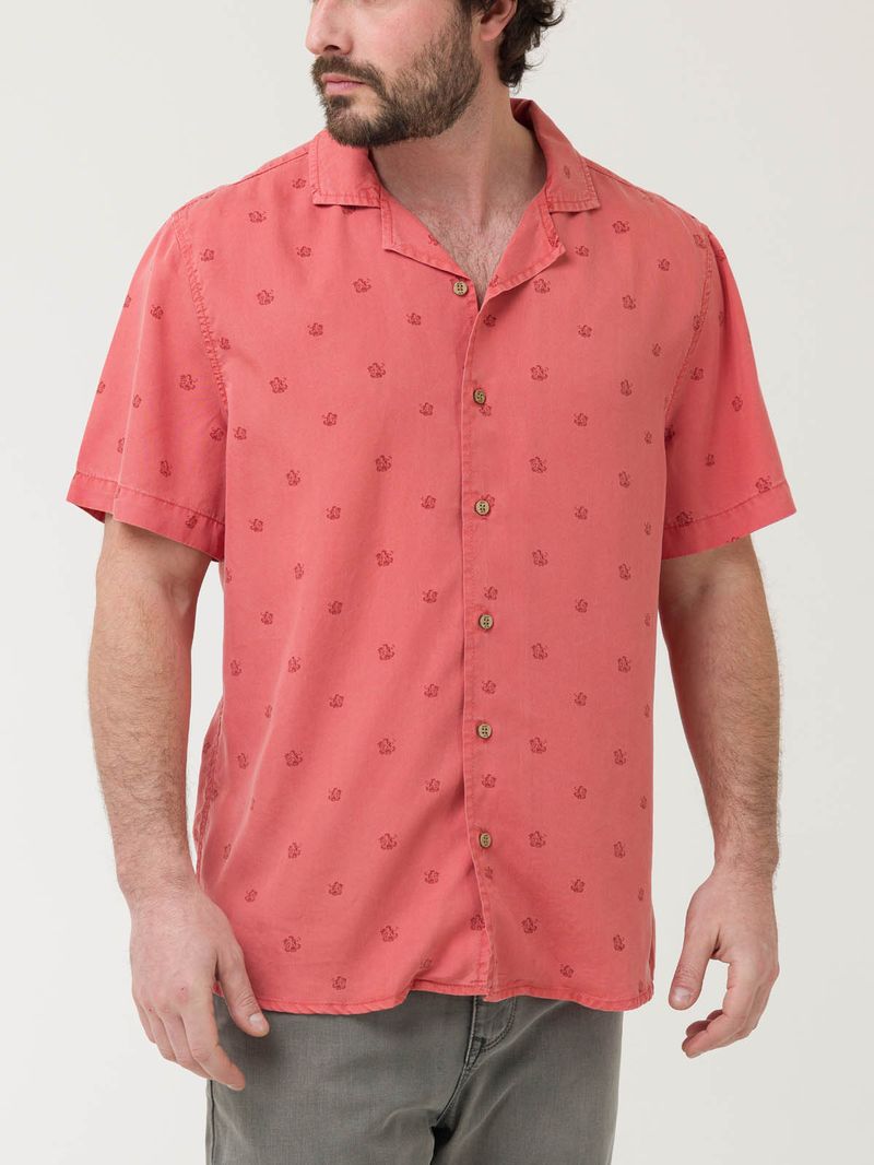 Camisa-Manga-Corta-Tencel-Para-Hombre-Tencelprint-Rojo-Rockford
