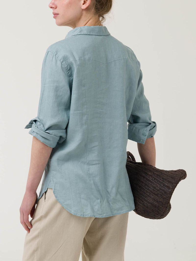 Blusa-Manga-Larga-Lino-Organico-Para-Mujer-Lirio-Celeste-Rockford