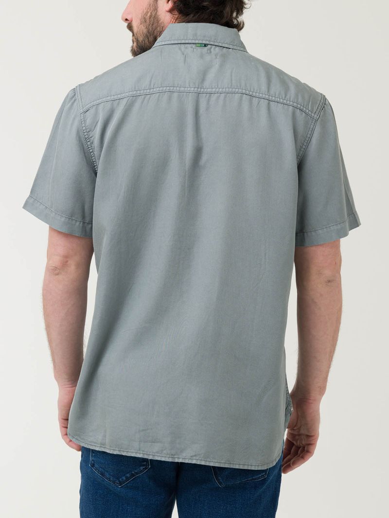 Camisa-Manga-Corta-Tencel-Para-Hombre-Tencel-Verde-Rockford