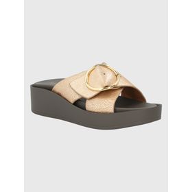 Sandalia Para Mujer Cuero Gise Dorado Hush Puppies