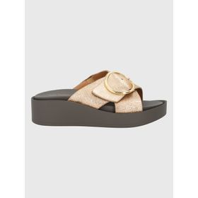 Sandalia Para Mujer Cuero Gise Dorado Hush Puppies
