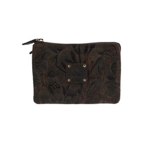 Billetera CueroMujer Hu Leaves Pouch Café Rockford