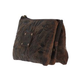 Billetera CueroMujer Hu Leaves Pouch Café Rockford