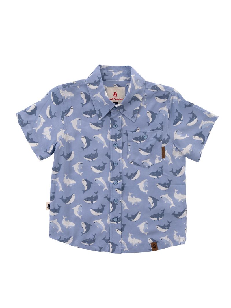 Camisa-Para-Niño-Manga-Corta-Viscosa-Guayabera-Azul-Hush-Puppies-Kids