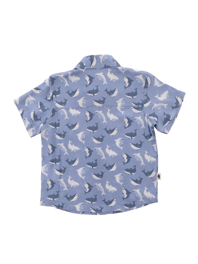 Camisa-Para-Niño-Manga-Corta-Viscosa-Guayabera-Azul-Hush-Puppies-Kids