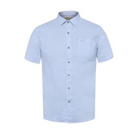 Camisa Manga Corta Lino Orgánico Para Hombre Linenshort Azul Rockford