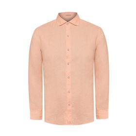Camisa Manga Larga Lino Orgánico Para Hombre Linen Naranjo Rockford