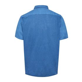 Camisa Manga Corta Lino Orgánico Para Hombre Linjerpro Azul Rockford
