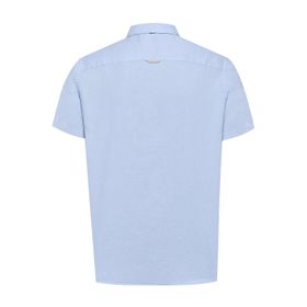 Camisa Manga Corta Lino Orgánico Para Hombre Linenshort Azul Rockford